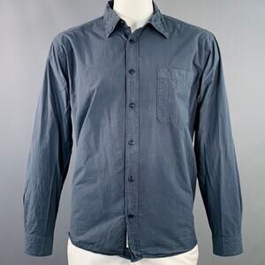 MERZ B. SCHWANEN Size XL Grey Charcoal Cotton One Pocket Long Sleeve Shirt